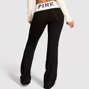 ALL-DAY COTTON FOLDOVER FLARE LEGGINGS VS PINK PLAID